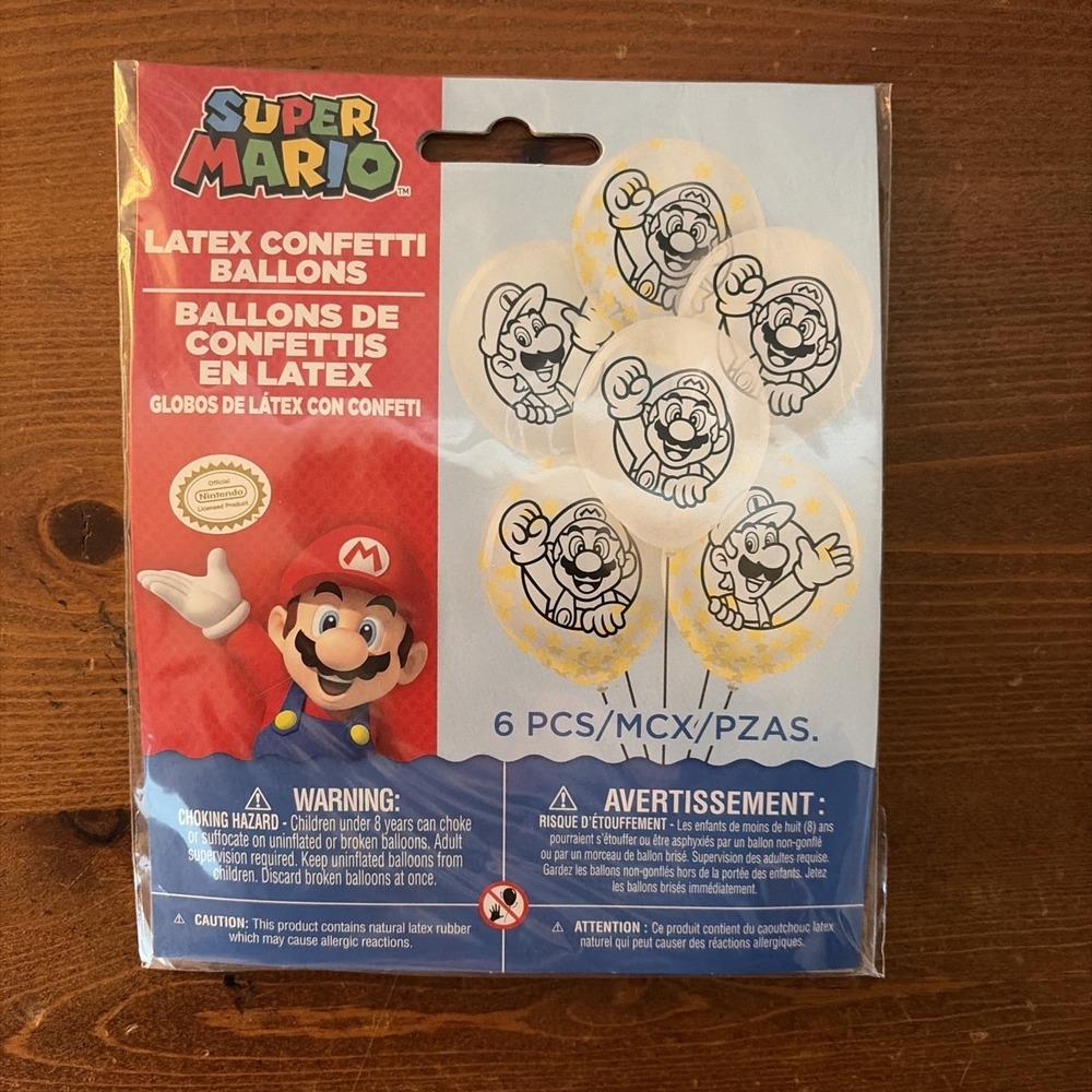 LATEX CONFETTI BALLOONS BIRTHDAY 12''‎ SUPER MARIO HELIUM QUALITY